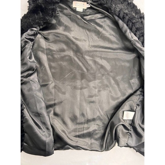 Molly Bracken Vest Women's S/M Black Solid Open Front Lined Collarless Faux Fur - Picture 7 of 9